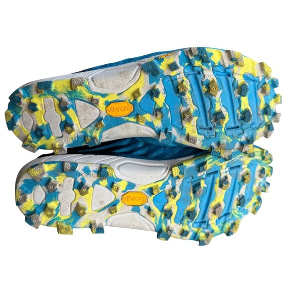 Hoka One One Evo Jawz Vibram Trail Running Shoes Size 9.5 M Blue & Yellow - Picture 10 of 14